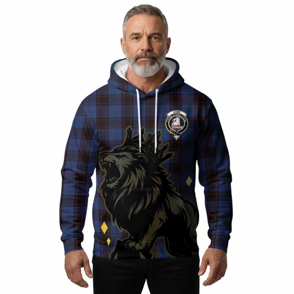Home (Hume) Tartan Family Crest Hoodie Crowned Lion Roaring