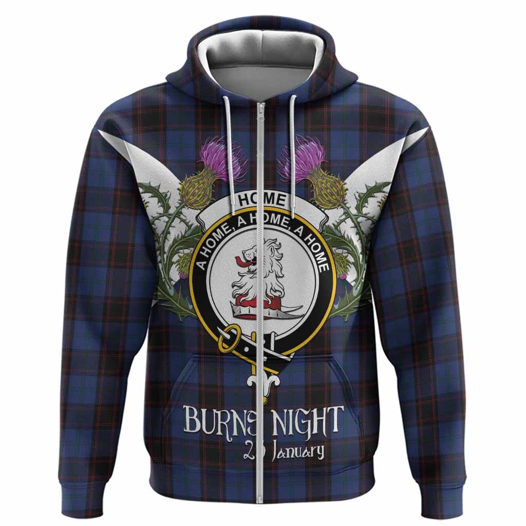 Home (Hume) Tartan Family Crest Hoodie Scottish Burns Night Thistle Floral