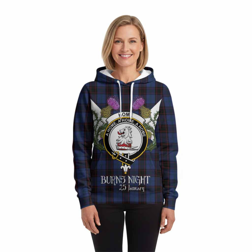 Home (Hume) Tartan Family Crest Hoodie Scottish Burns Night Thistle Floral
