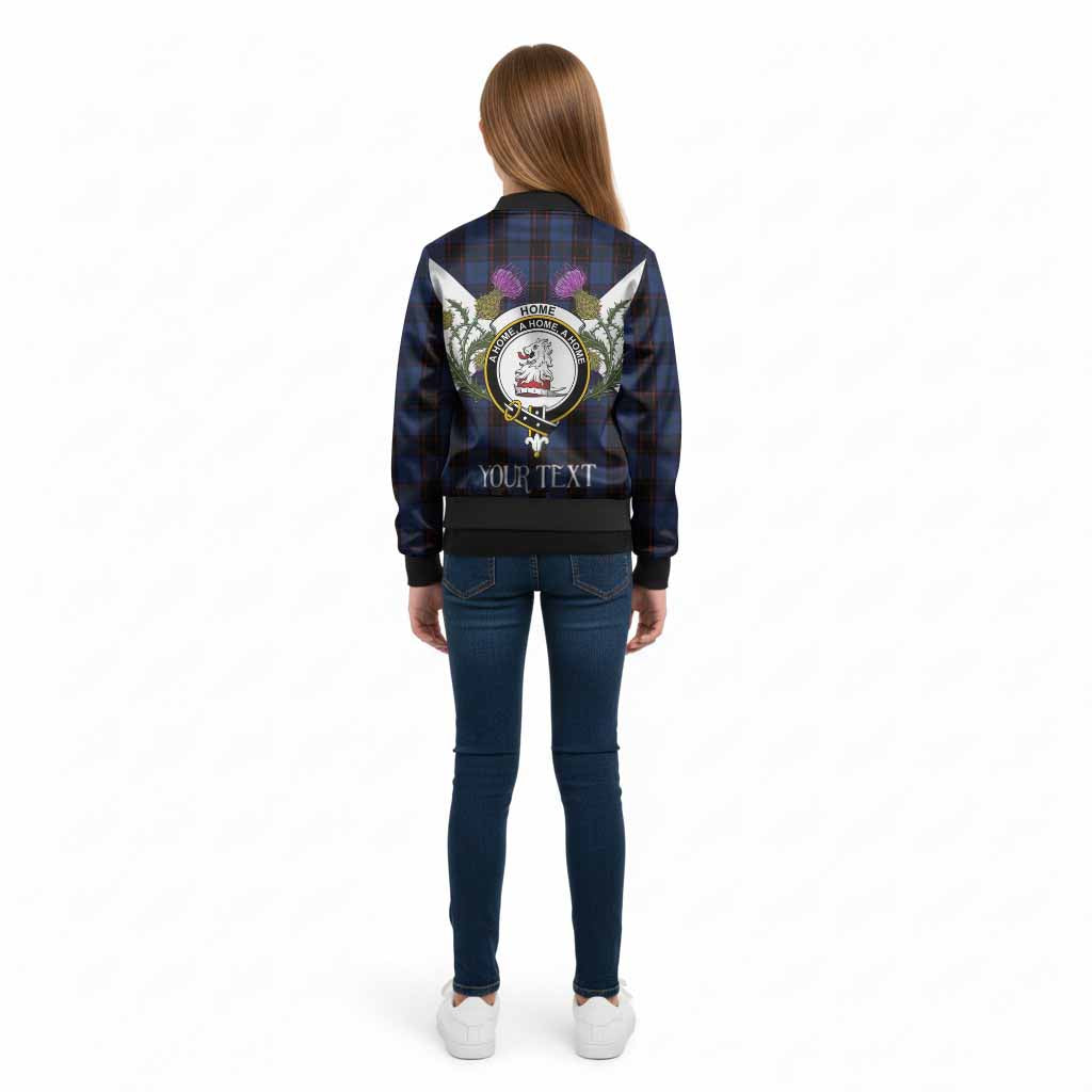 Home (Hume) Tartan Family Crest Kid Bomber Jacket Scottish Burns Night Thistle Floral