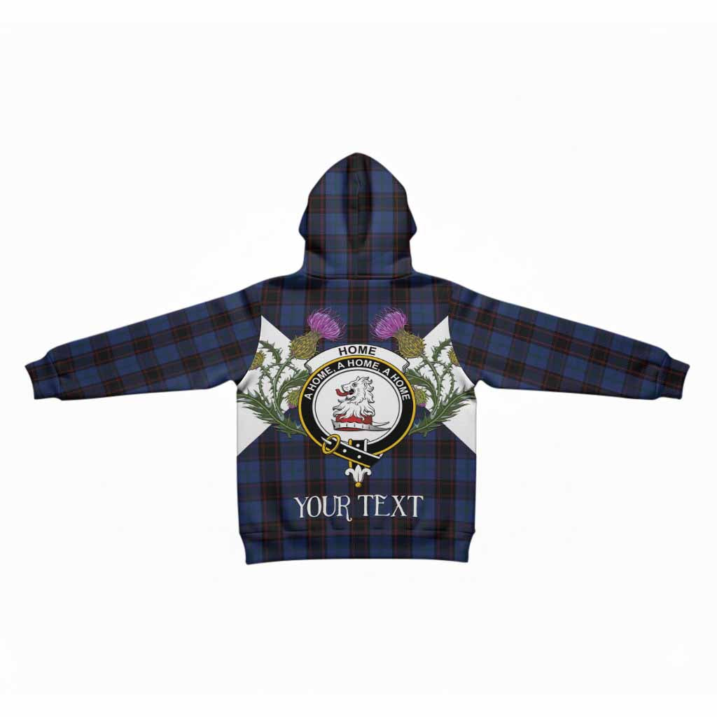 Home (Hume) Tartan Family Crest Kid Hoodie Scottish Burns Night Thistle Floral