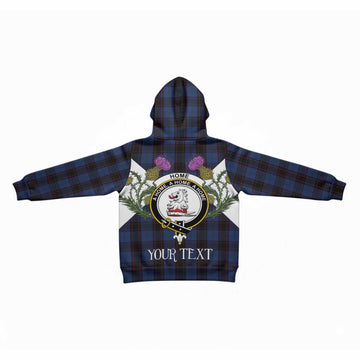 Home (Hume) Tartan Family Crest Kid Hoodie Scottish Burns Night Thistle Floral