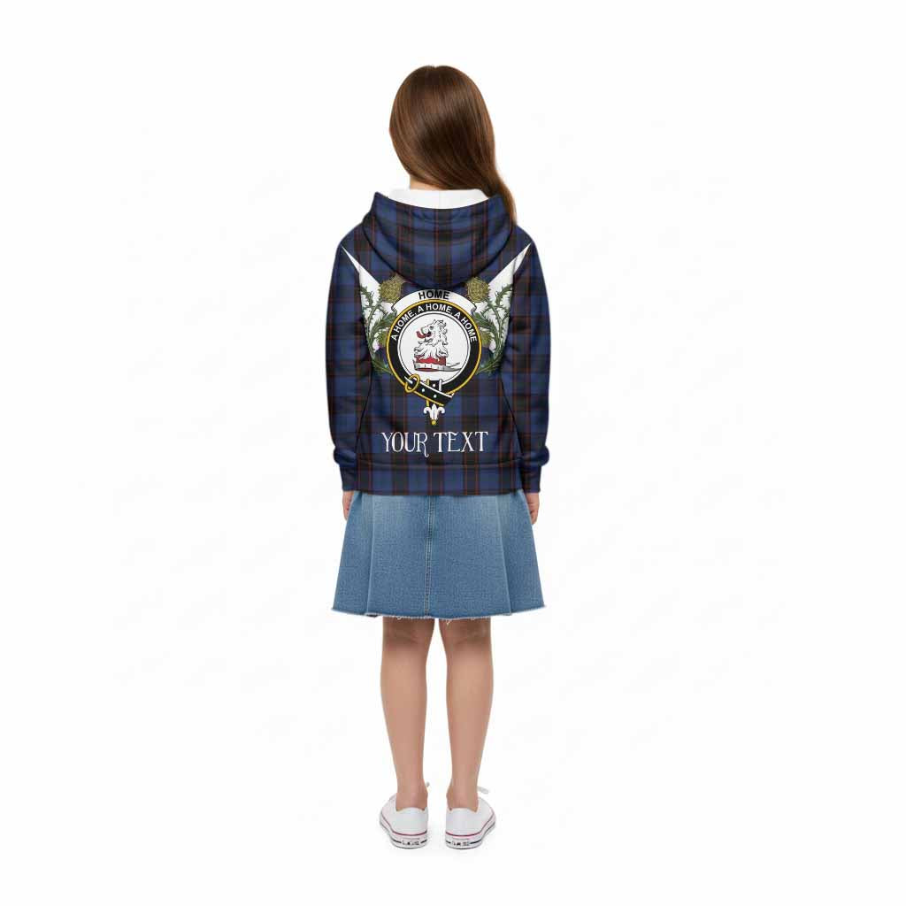 Home (Hume) Tartan Family Crest Kid Hoodie Scottish Burns Night Thistle Floral