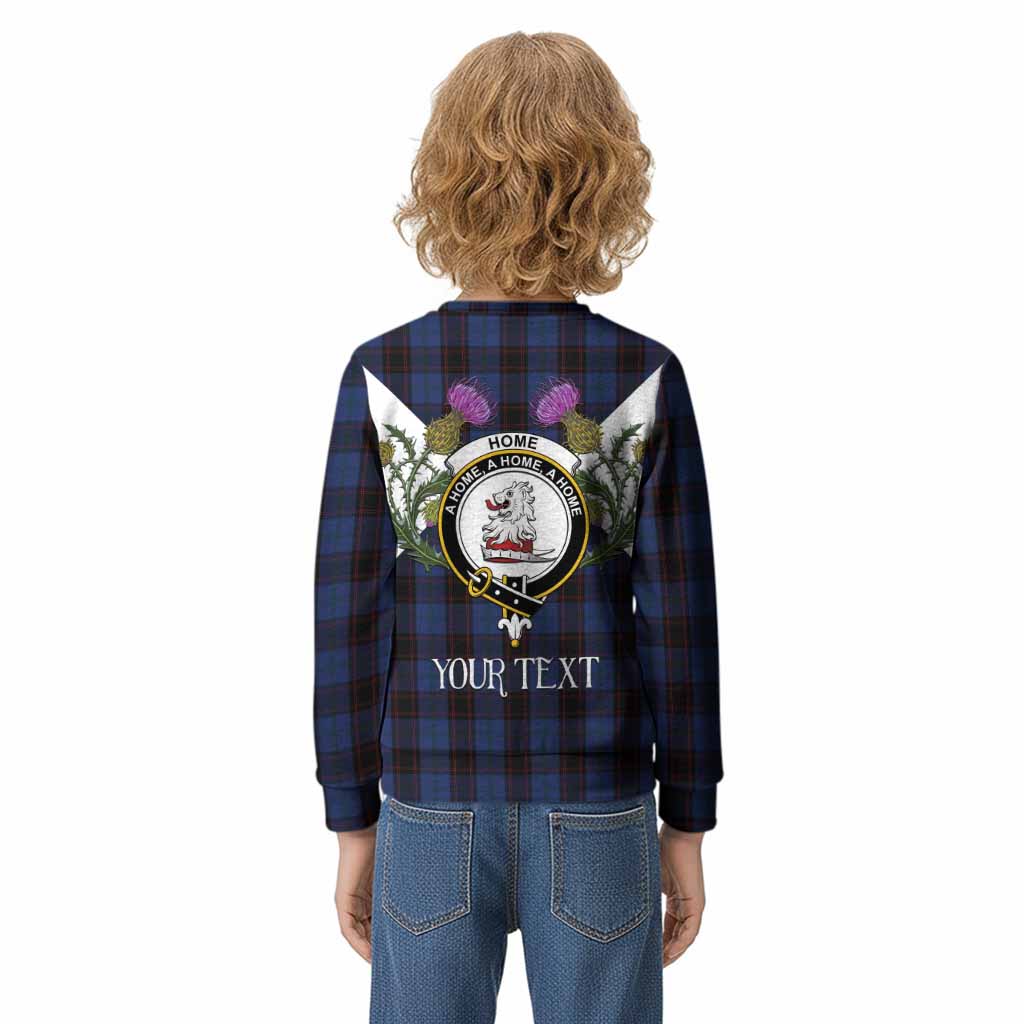 Home (Hume) Tartan Family Crest Kid Knitted Sweatshirt Scottish Burns Night Thistle Floral
