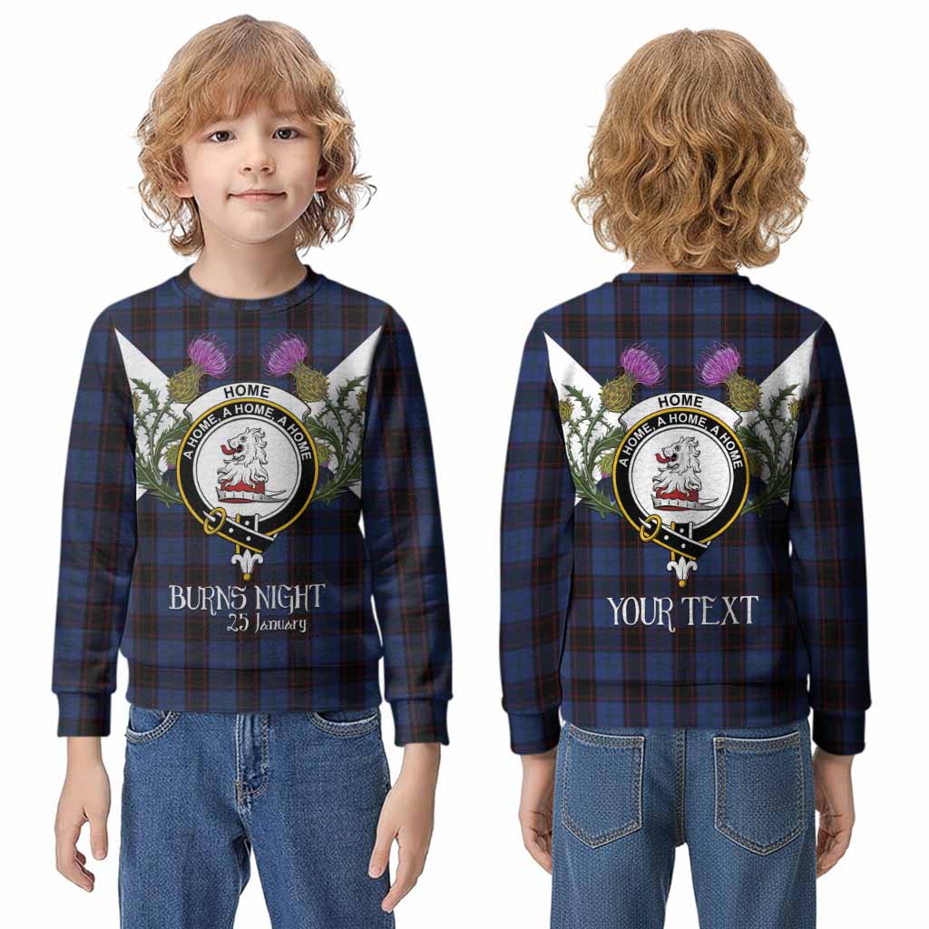 Home (Hume) Tartan Family Crest Kid Knitted Sweatshirt Scottish Burns Night Thistle Floral