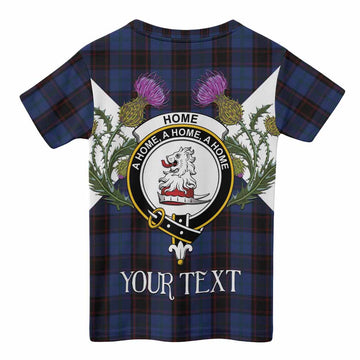 Home (Hume) Tartan Family Crest Kid T-shirt Scottish Burns Night Thistle Floral