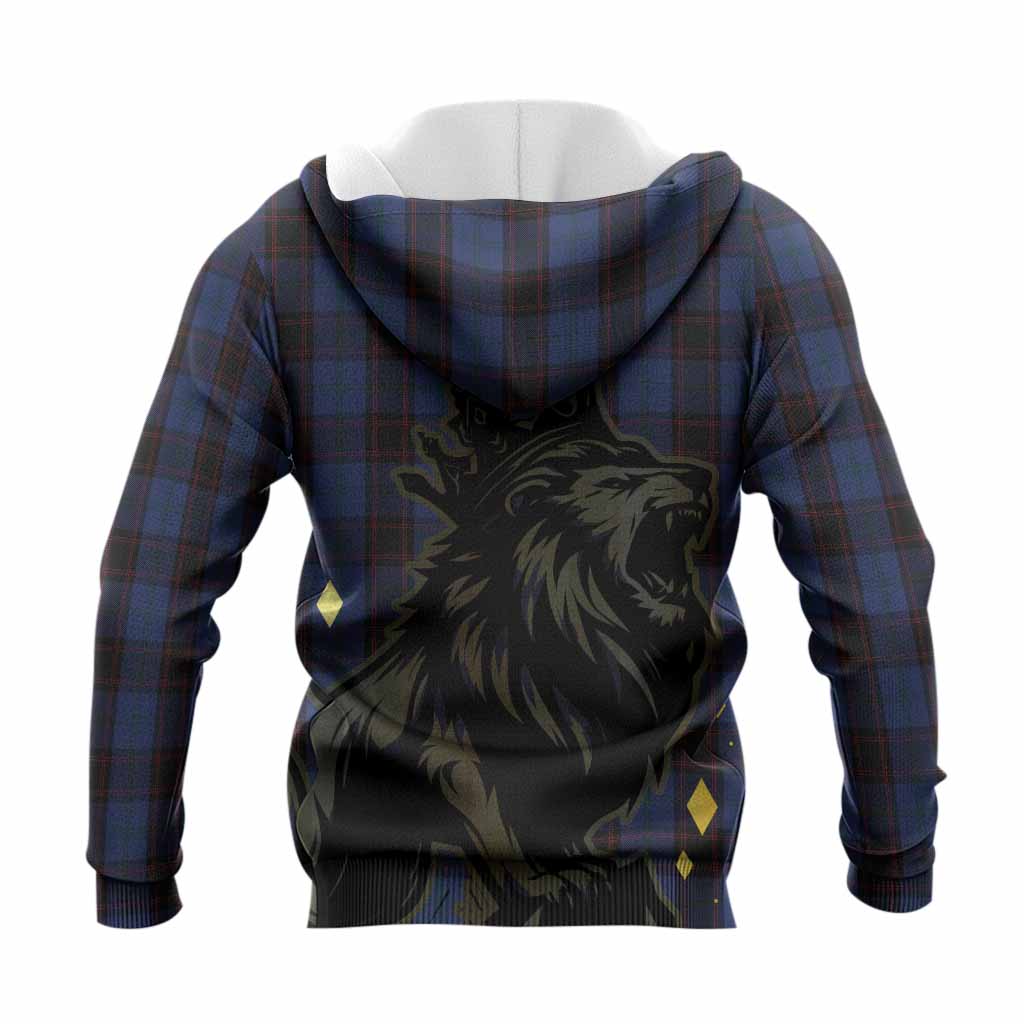 Home (Hume) Tartan Family Crest Knitted Hoodie Crowned Lion Roaring