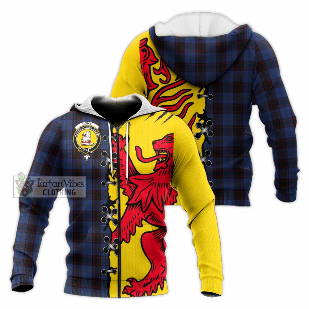 Home (Hume) Tartan Family Crest Knitted Hoodie Lion Rampant Honor - Tartan Vibes Clothing