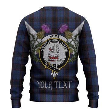 Home (Hume) Tartan Family Crest Knitted Sweater Scottish Burns Night Thistle Floral