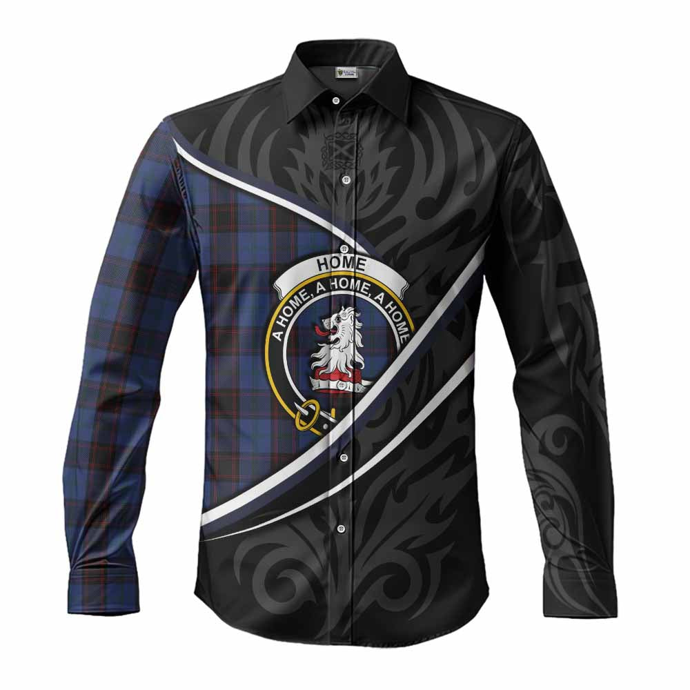 Home (Hume) Tartan Family Crest Long Sleeve Button Shirts Celtic Scottish Thistle Floral - Tartan Vibes Clothing