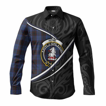 Home (Hume) Tartan Family Crest Long Sleeve Button Shirts Celtic Scottish Thistle Floral