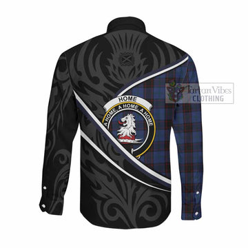 Home (Hume) Tartan Family Crest Long Sleeve Button Shirts Celtic Scottish Thistle Floral