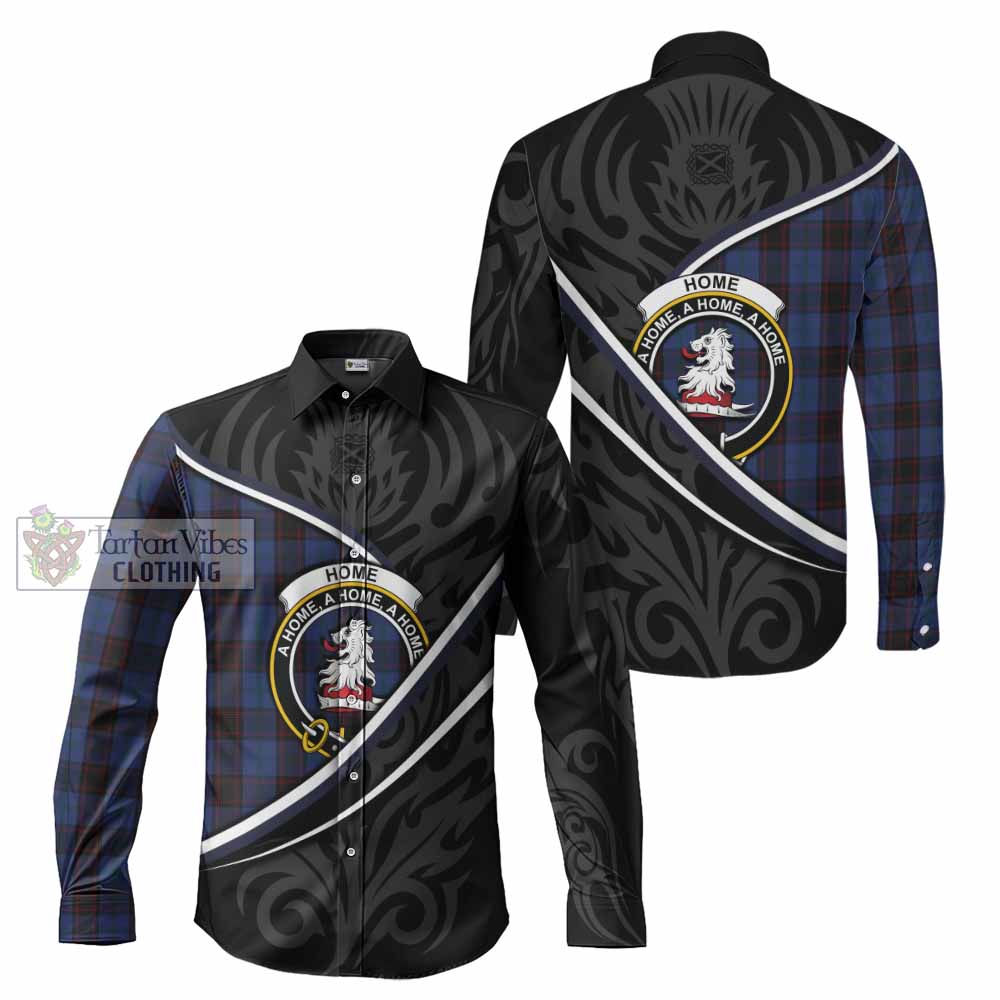 Home (Hume) Tartan Family Crest Long Sleeve Button Shirts Celtic Scottish Thistle Floral - Tartan Vibes Clothing