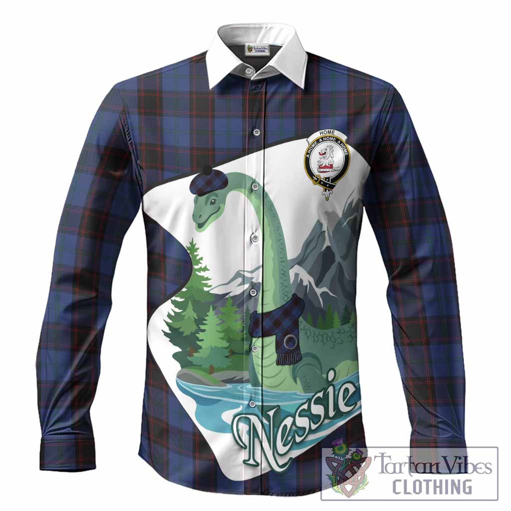 Home (Hume) Tartan Family Crest Long Sleeve Button Shirts Nessie Scottish Loch Ness Monster