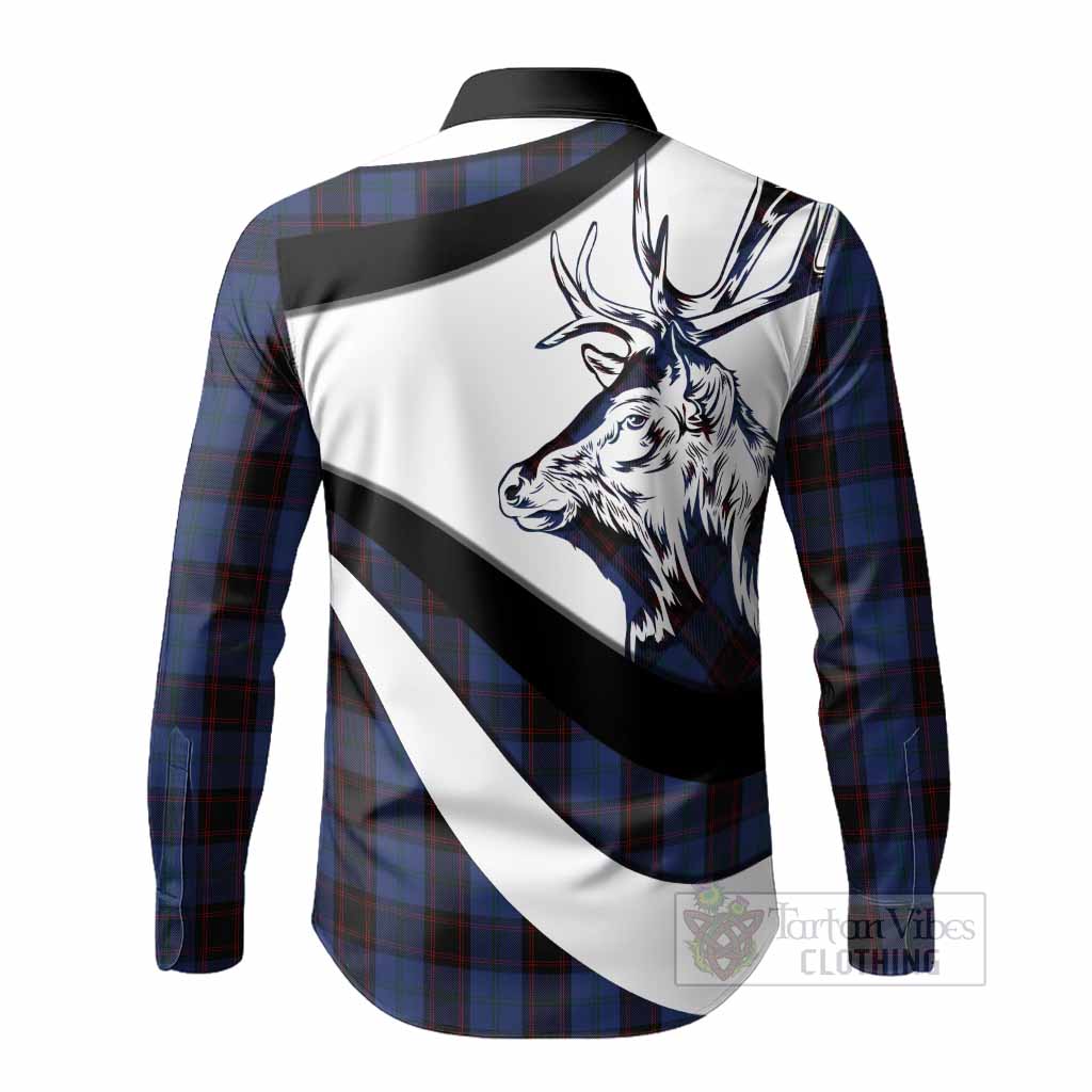 Home (Hume) Tartan Family Crest Long Sleeve Button Shirts Scottish Red Deer Curves Style