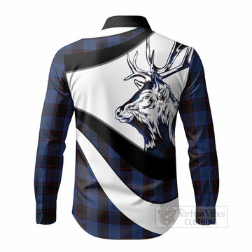Home (Hume) Tartan Family Crest Long Sleeve Button Shirts Scottish Red Deer Curves Style