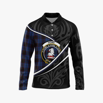 Home (Hume) Tartan Family Crest Long Sleeve Polo Shirt Celtic Scottish Thistle Floral - Tartan Vibes Clothing