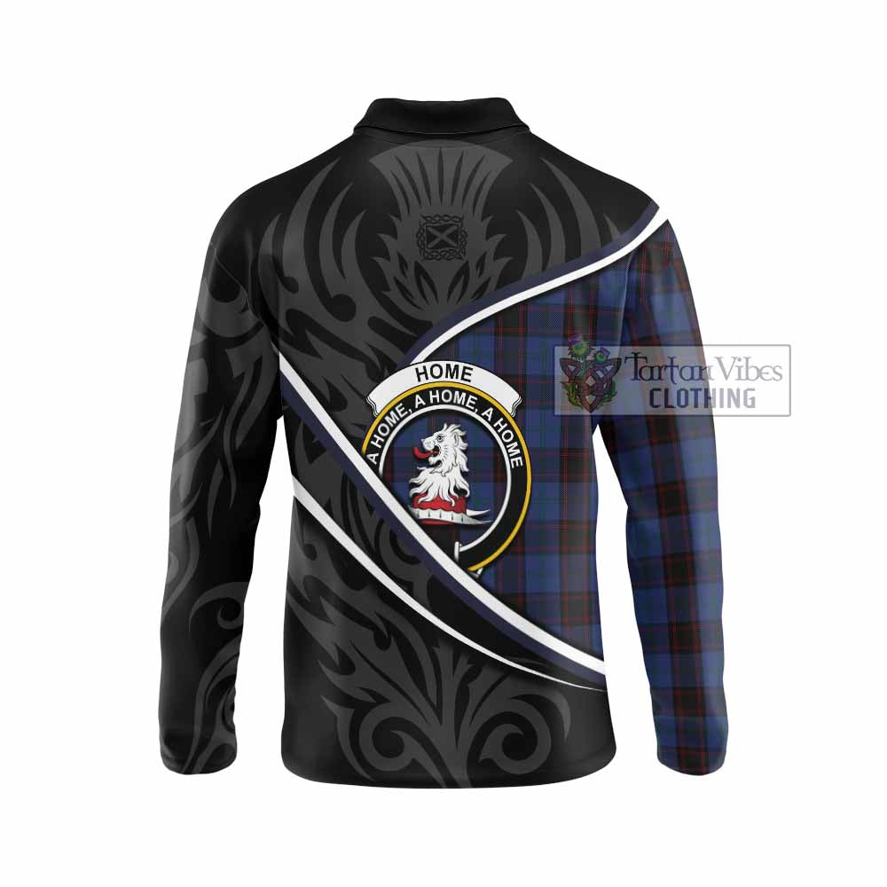 Home (Hume) Tartan Family Crest Long Sleeve Polo Shirt Celtic Scottish Thistle Floral - Tartan Vibes Clothing