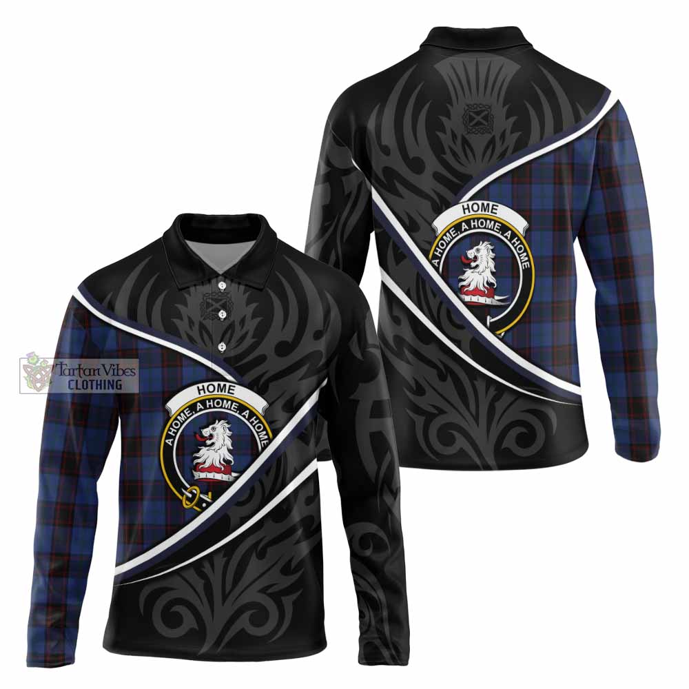 Home (Hume) Tartan Family Crest Long Sleeve Polo Shirt Celtic Scottish Thistle Floral - Tartan Vibes Clothing