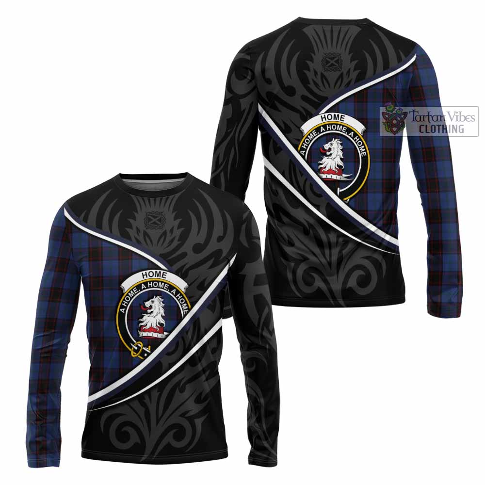 Home (Hume) Tartan Family Crest Long Sleeve T-Shirt Celtic Scottish Thistle Floral - Tartan Vibes Clothing