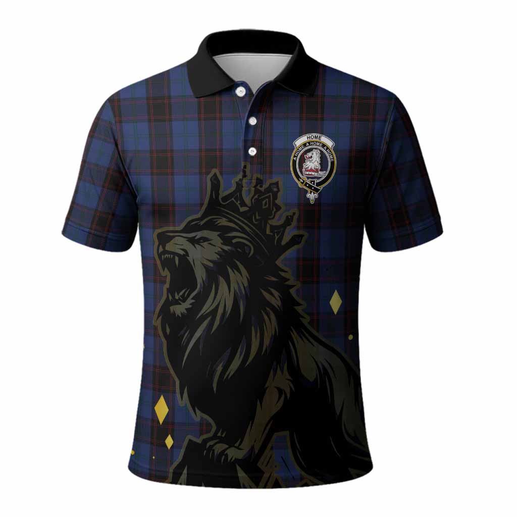 Home (Hume) Tartan Family Crest Polo Shirt Crowned Lion Roaring