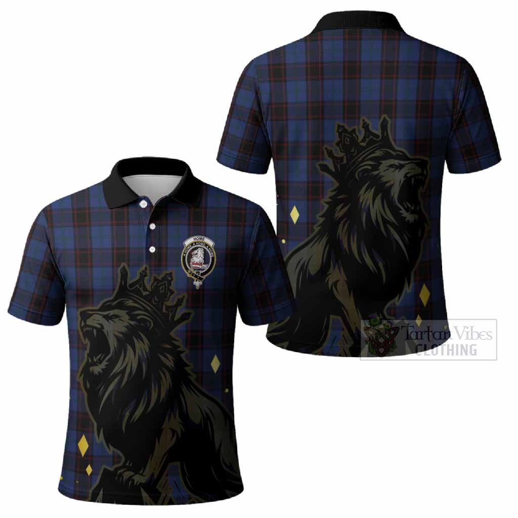 Home (Hume) Tartan Family Crest Polo Shirt Crowned Lion Roaring