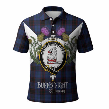 Home (Hume) Tartan Family Crest Polo Shirt Scottish Burns Night Thistle Floral