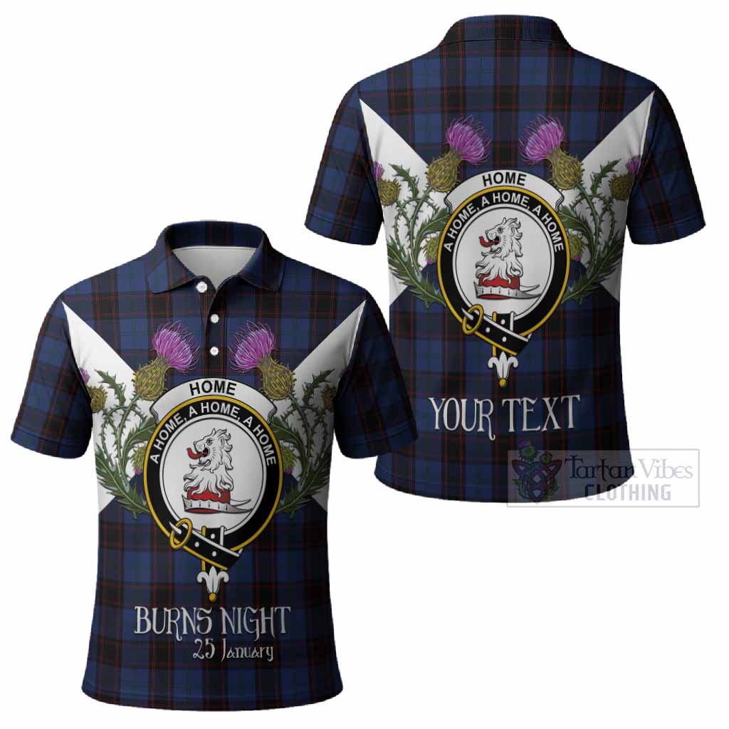 Home (Hume) Tartan Family Crest Polo Shirt Scottish Burns Night Thistle Floral