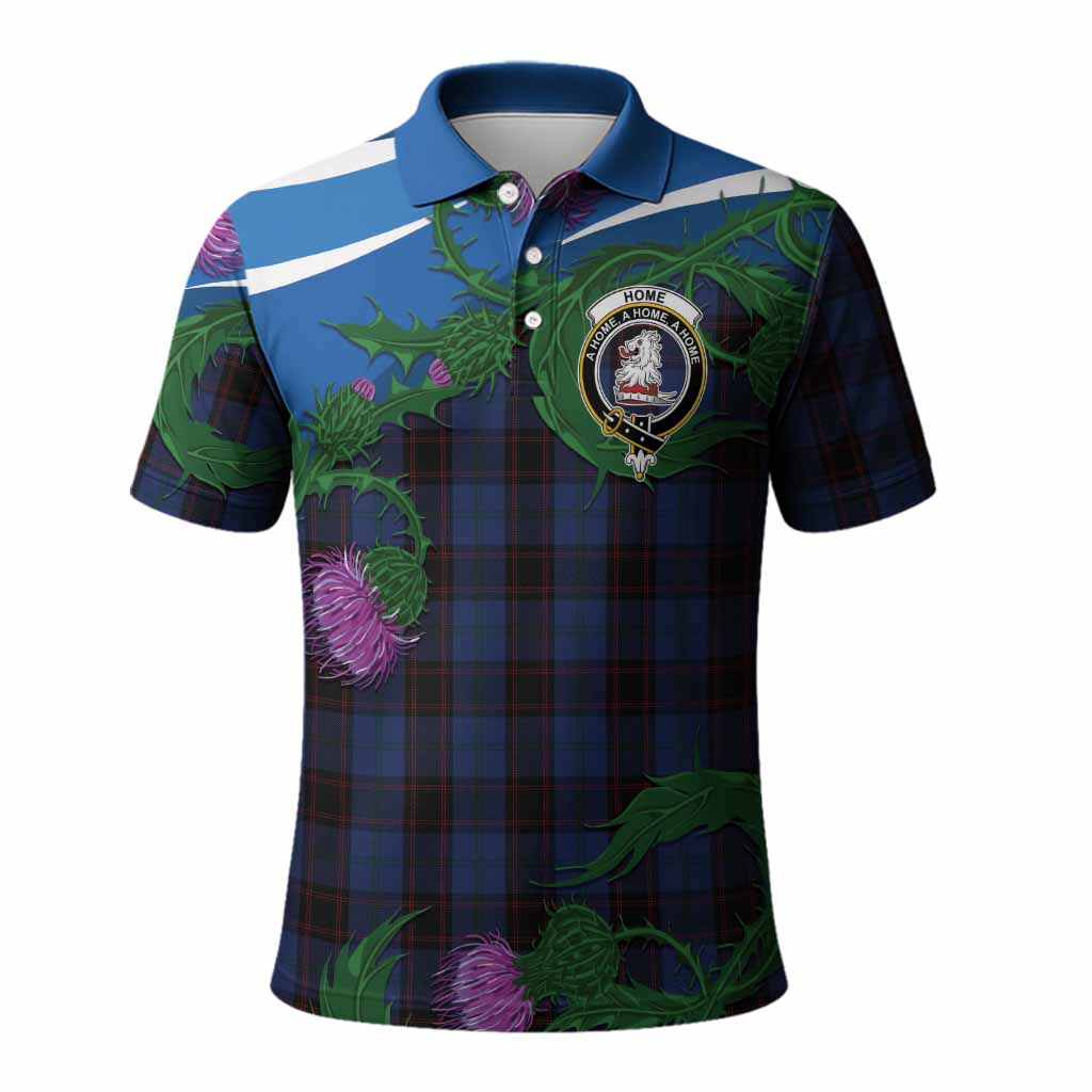 Home (Hume) Tartan Family Crest Polo Shirt Thistle in Minimalism