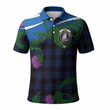 Home (Hume) Tartan Family Crest Polo Shirt Thistle in Minimalism