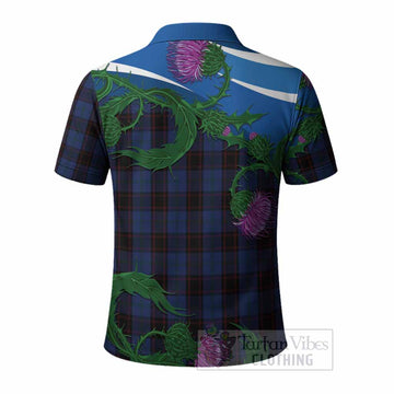 Home (Hume) Tartan Family Crest Polo Shirt Thistle in Minimalism
