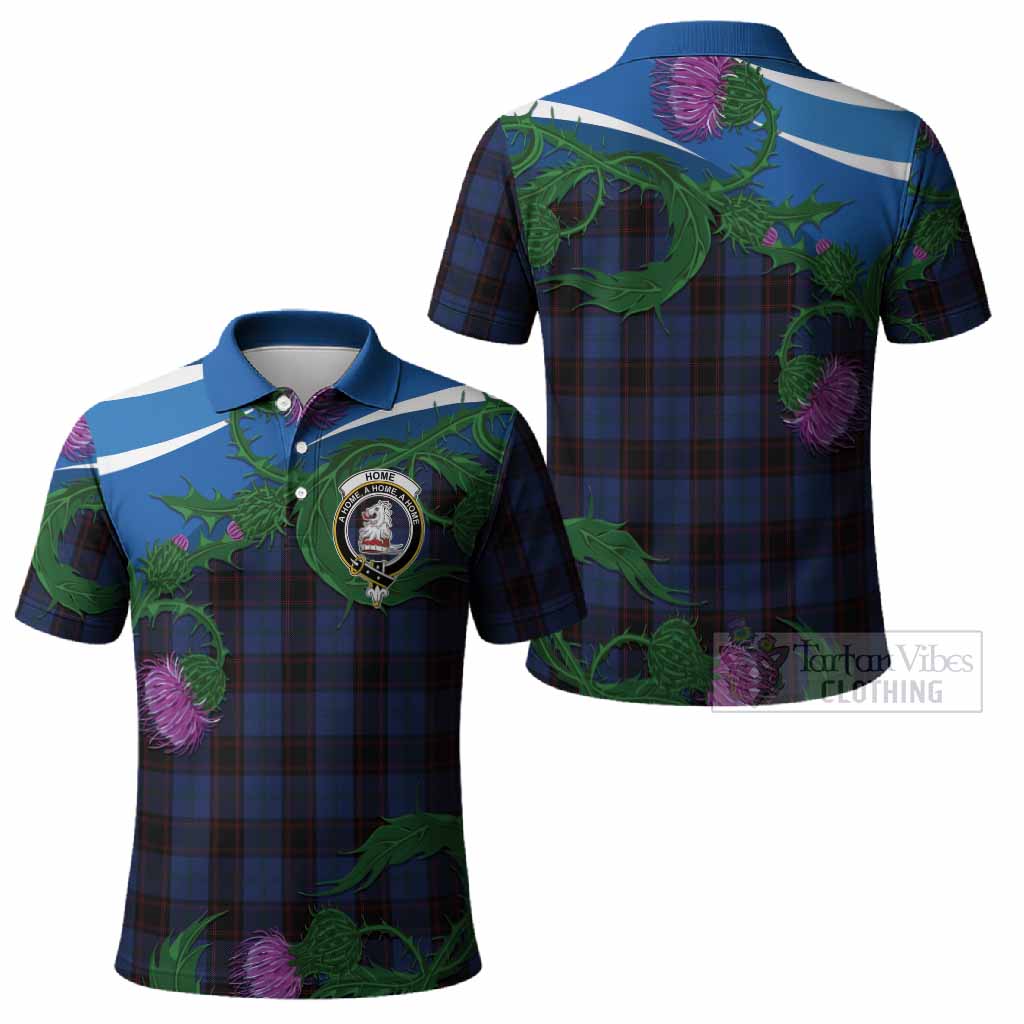 Home (Hume) Tartan Family Crest Polo Shirt Thistle in Minimalism