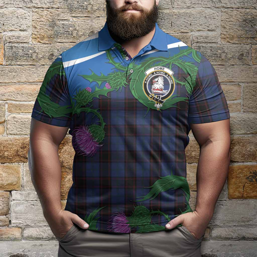 Home (Hume) Tartan Family Crest Polo Shirt Thistle in Minimalism