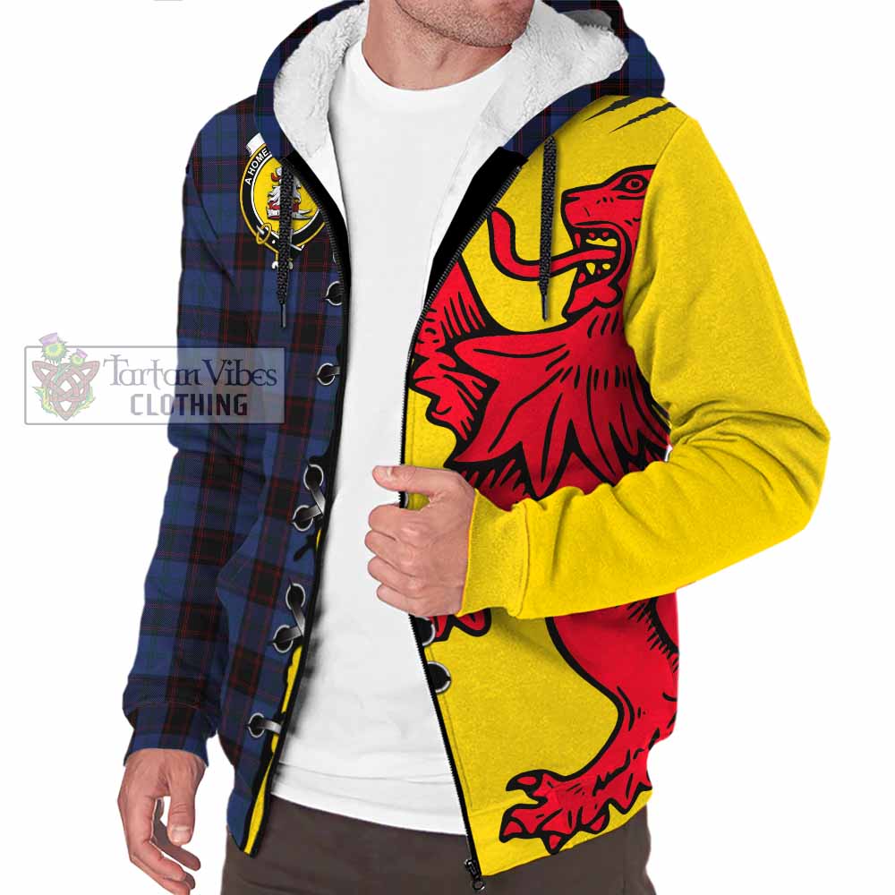 Home (Hume) Tartan Family Crest Sherpa Hoodie Lion Rampant Honor - Tartan Vibes Clothing