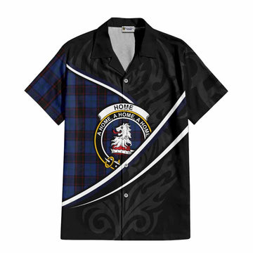 Home (Hume) Tartan Family Crest Short Sleeve Button Shirt Celtic Scottish Thistle Floral - Tartan Vibes Clothing