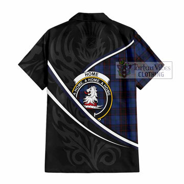 Home (Hume) Tartan Family Crest Short Sleeve Button Shirt Celtic Scottish Thistle Floral - Tartan Vibes Clothing