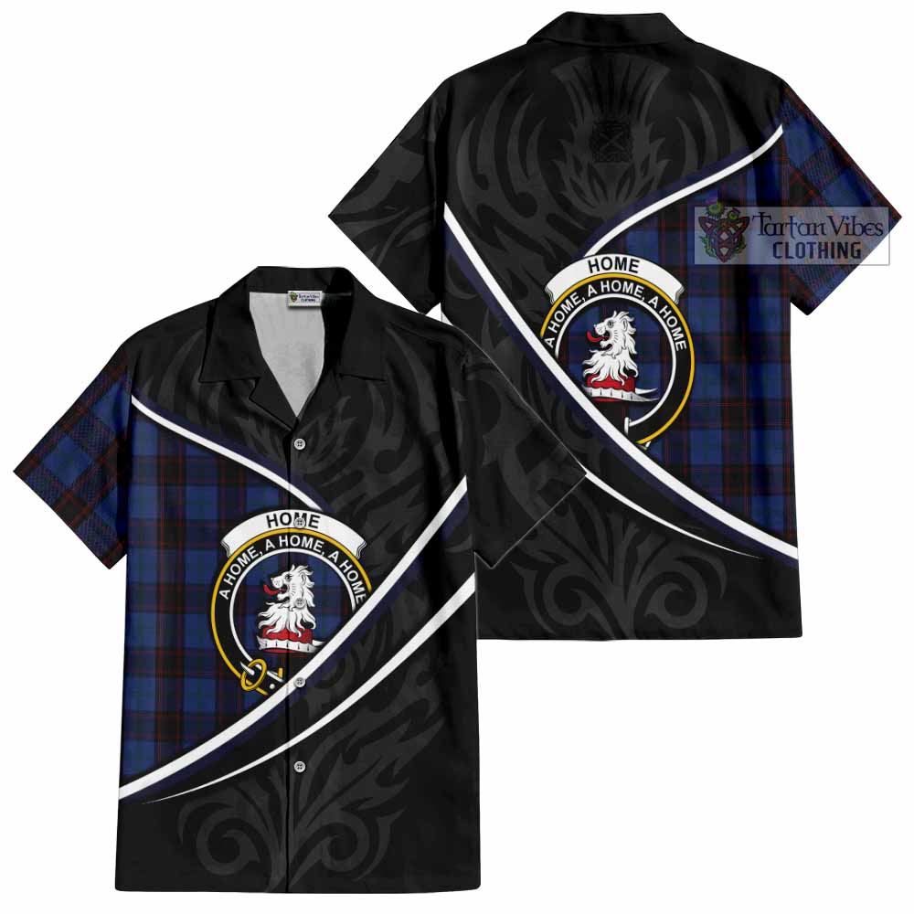 Home (Hume) Tartan Family Crest Short Sleeve Button Shirt Celtic Scottish Thistle Floral - Tartan Vibes Clothing