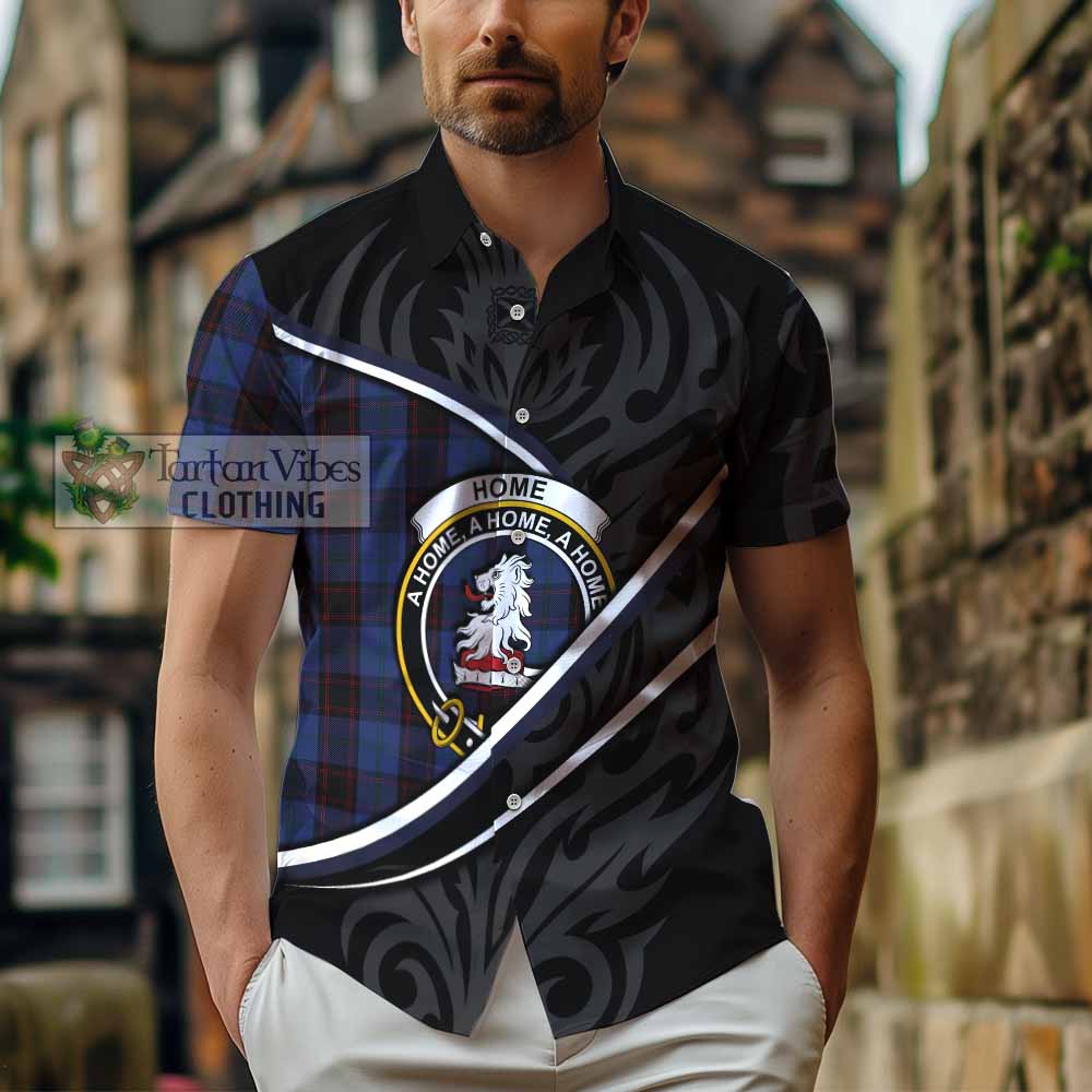 Home (Hume) Tartan Family Crest Short Sleeve Button Shirt Celtic Scottish Thistle Floral - Tartan Vibes Clothing