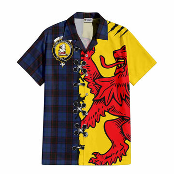 Home (Hume) Tartan Family Crest Short Sleeve Button Shirt Lion Rampant Honor - Tartan Vibes Clothing