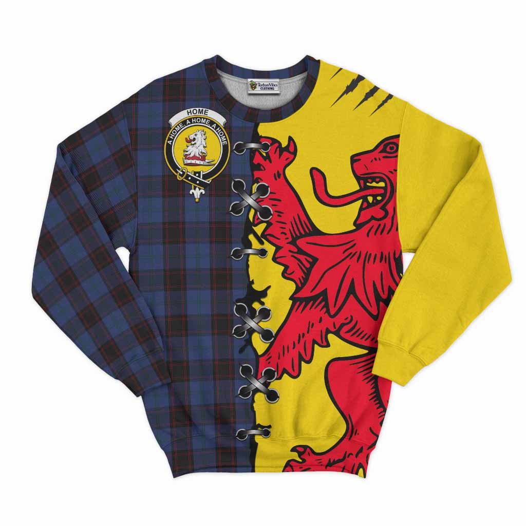 Home (Hume) Tartan Family Crest Sweatshirt Lion Rampant Honor - Tartan Vibes Clothing