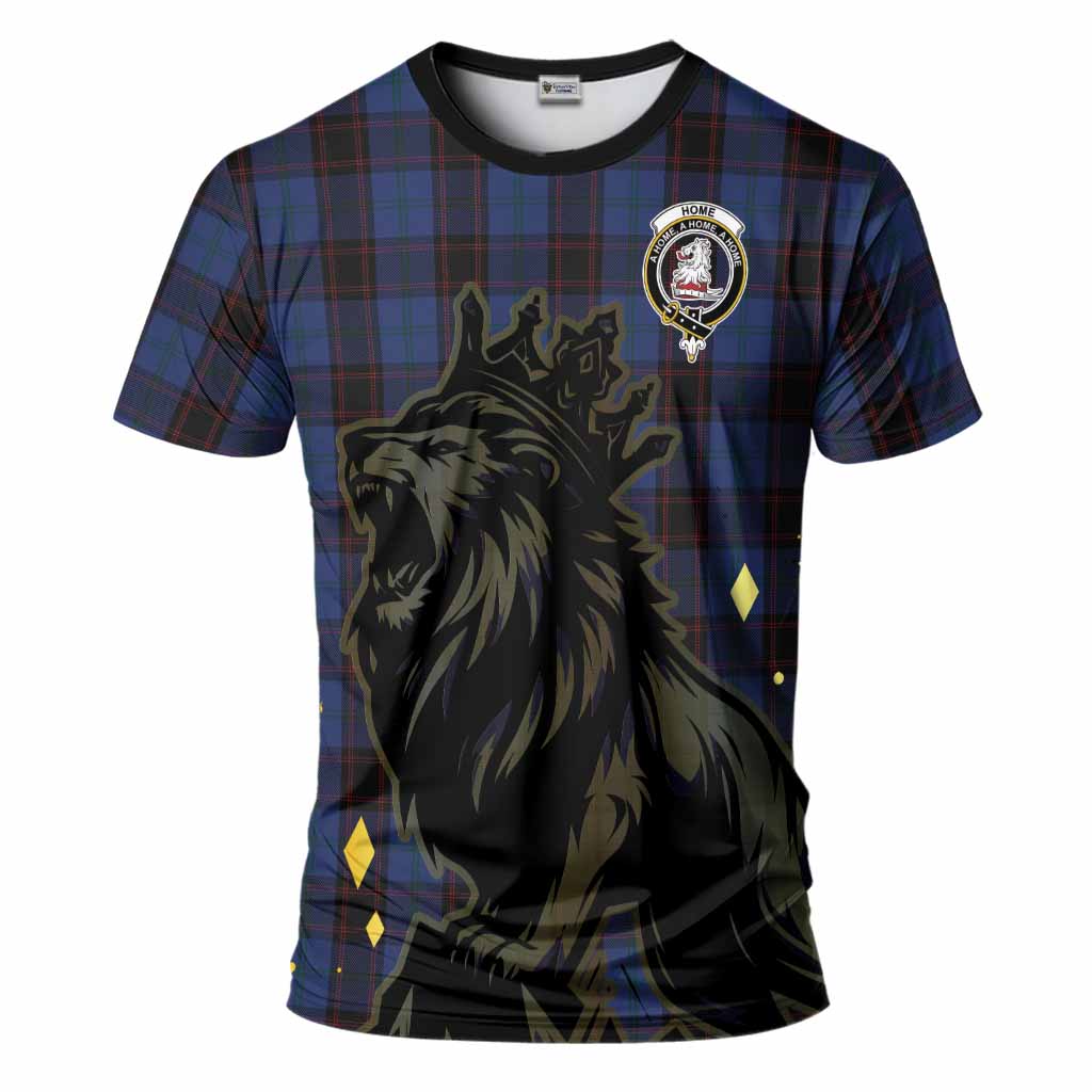 Home (Hume) Tartan Family Crest T-Shirt Crowned Lion Roaring