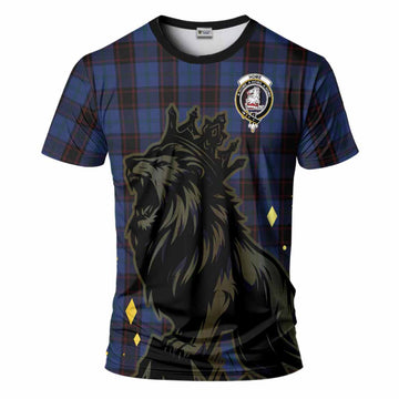 Home (Hume) Tartan Family Crest T-Shirt Crowned Lion Roaring