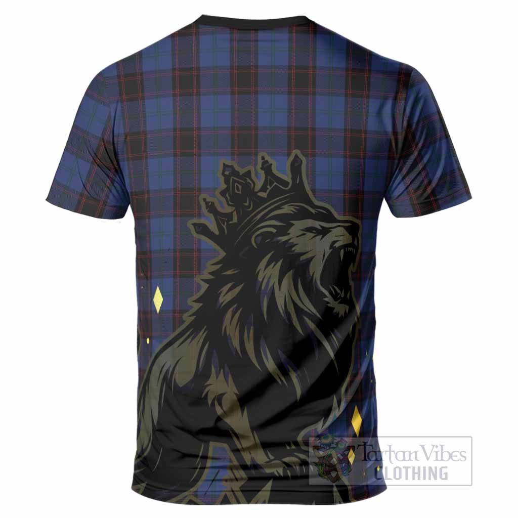 Home (Hume) Tartan Family Crest T-Shirt Crowned Lion Roaring