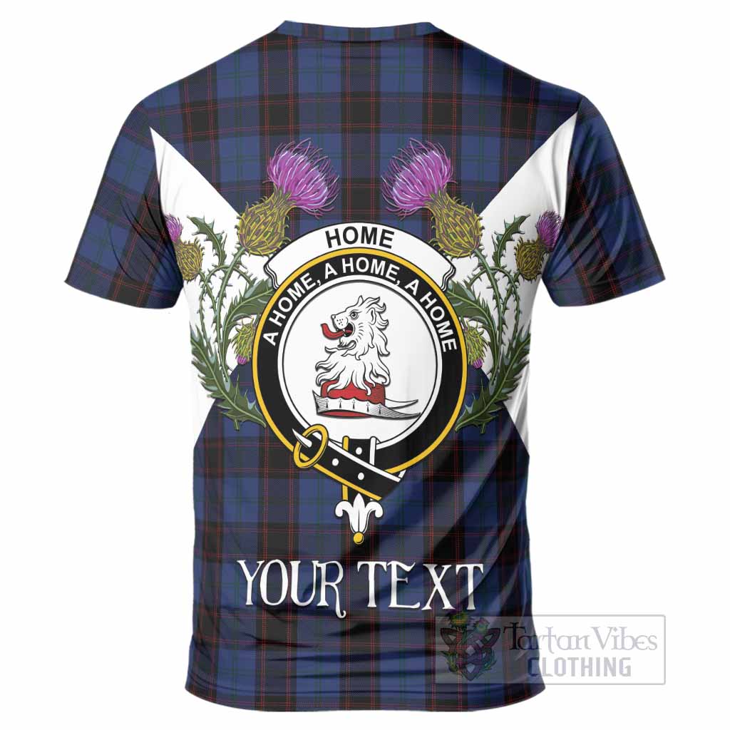 Home (Hume) Tartan Family Crest T-Shirt Scottish Burns Night Thistle Floral