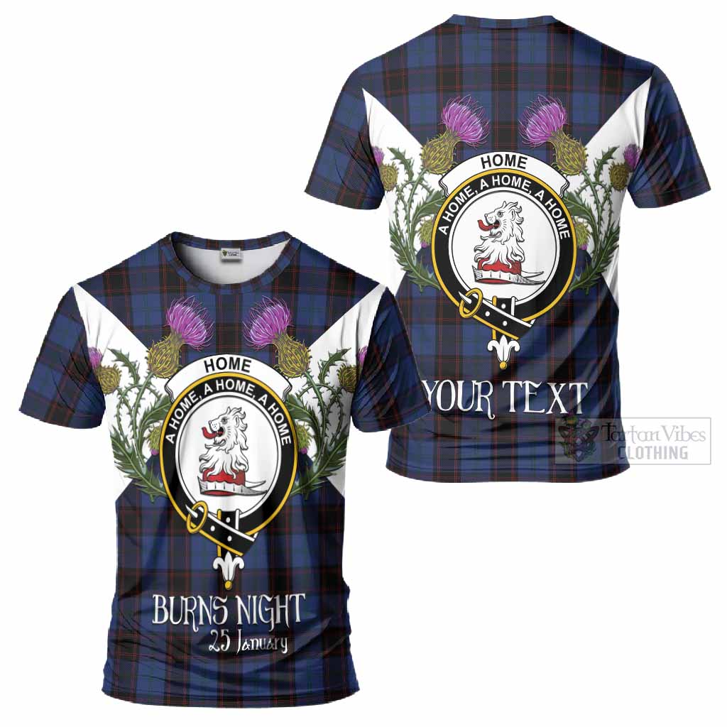 Home (Hume) Tartan Family Crest T-Shirt Scottish Burns Night Thistle Floral