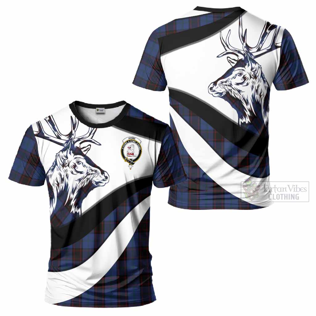 Home (Hume) Tartan Family Crest T-Shirt Scottish Red Deer Curves Style