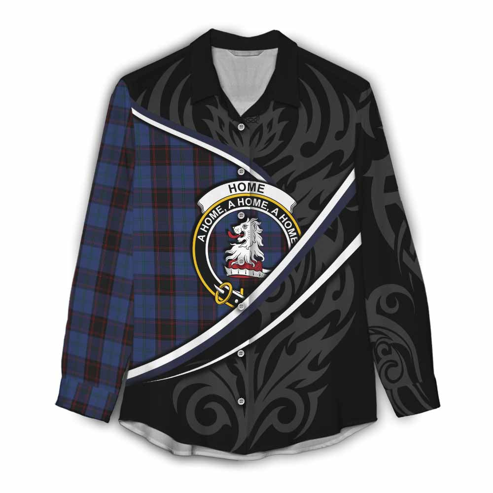 Home (Hume) Tartan Family Crest Women Casual Shirt Celtic Scottish Thistle Floral - Tartan Vibes Clothing