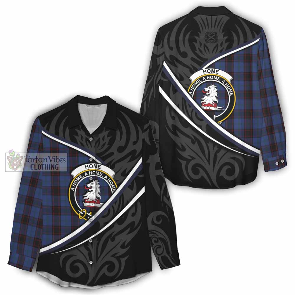 Home (Hume) Tartan Family Crest Women Casual Shirt Celtic Scottish Thistle Floral - Tartan Vibes Clothing