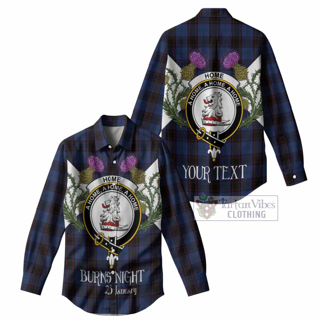 Home (Hume) Tartan Family Crest Women Casual Shirt Scottish Burns Night Thistle Floral