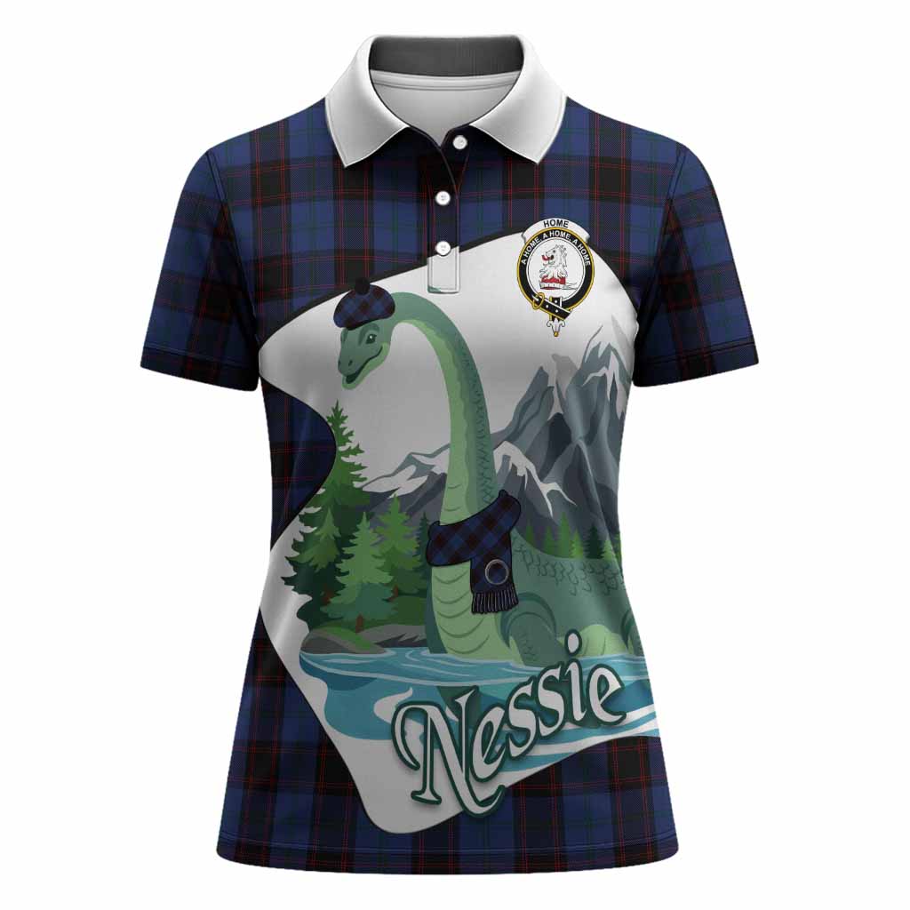 Home (Hume) Tartan Family Crest Women Polo Shirt Nessie Scottish Loch Ness Monster